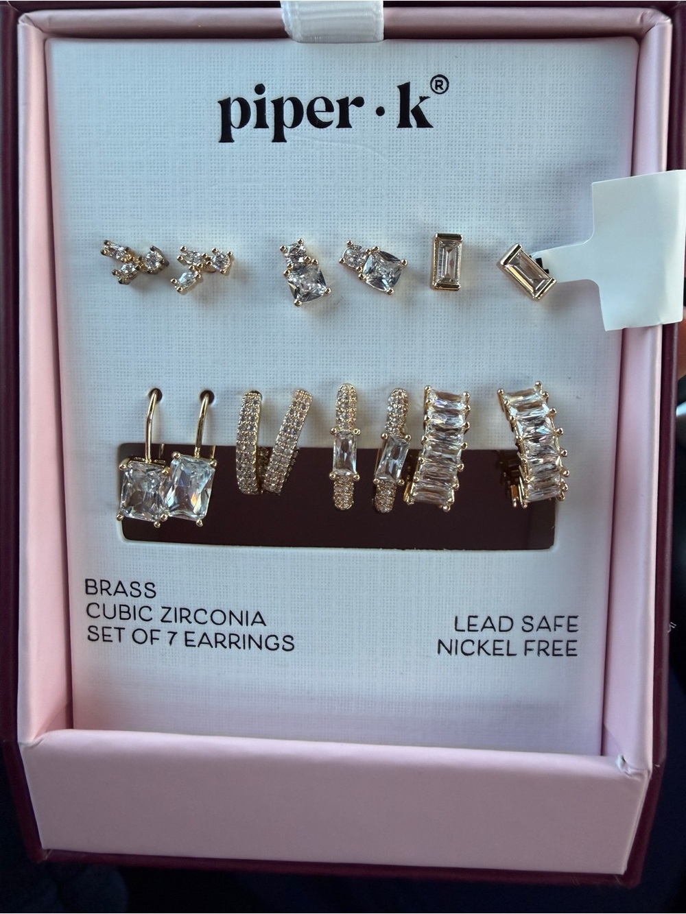 Piper•k Gold-Tone Clear Stone 7-Pair Earring Set